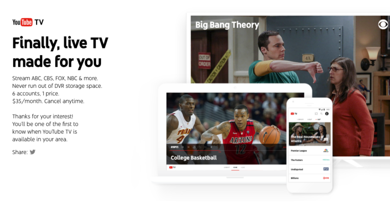 YouTube TV: Νέα συνδρομητική υπηρεσία της Google με 40 κανάλια για 35 δολ. τον μήνα