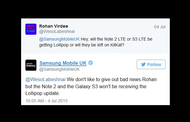 Samsung: Το Android 5.0 Lollipop δε θα κυκλοφορήσει για το Galaxy Note II και το Galaxy S III