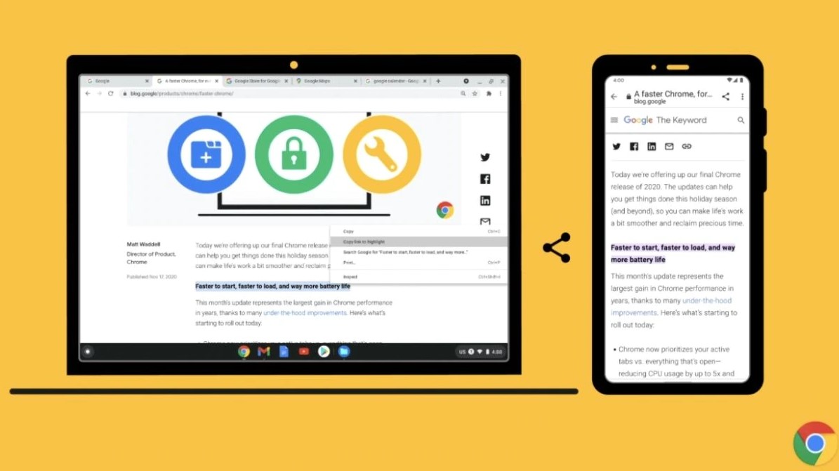 Ο Chrome 90 επιτρέπει την αποστολή προσαρμοσμένων διευθύνσεων URL για συγκεκριμένες ενότητες των ιστοσελίδων