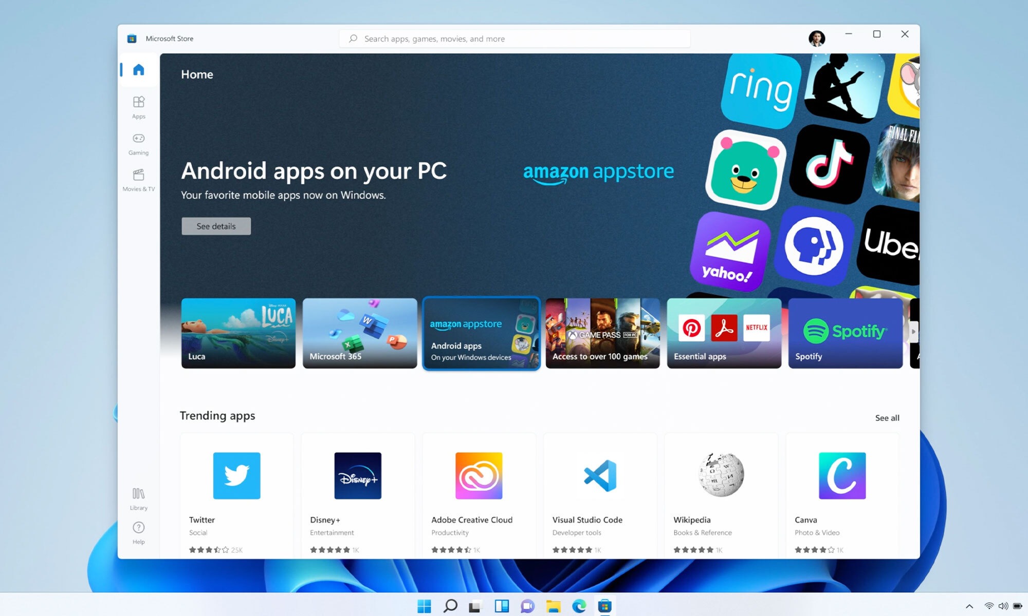 Η νέα δοκιμαστική έκδοση των Windows 11 περιλαμβάνει την υποστήριξη Android εφαρμογών