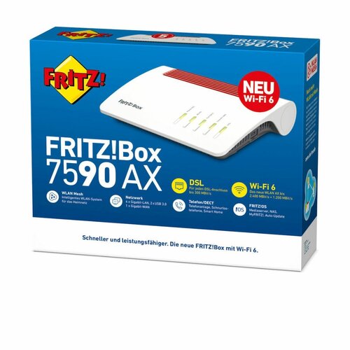 Περισσότερες πληροφορίες για "ΝΕΑ ΤΙΜΗ AVM FRITZ!Box 7590 AX VDSL2 Modem Router Wi‑Fi 6, 4 Gigabit ΣΦΡΑΓΙΣΜΕΝΟ 5 χρόνια εγγύηση"