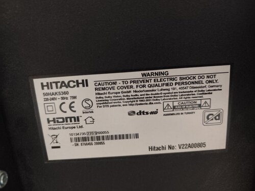 Περισσότερες πληροφορίες για "Hitachi Smart Τηλεόραση 50" 4K UHD LED 50HAK5360 (2021) 50HAK5360"