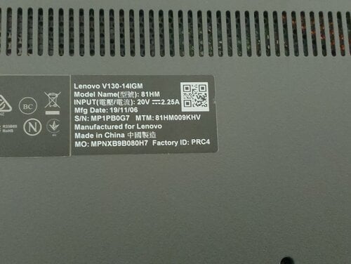 Περισσότερες πληροφορίες για "Lenovo V-series V130-14igm"