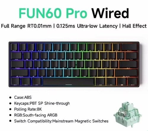 Περισσότερες πληροφορίες για "Monsgeek Fun60 Pro Magnetic Hall Effect Μαύρο (8K) Tape Mod+Foam Mod+Relubed"