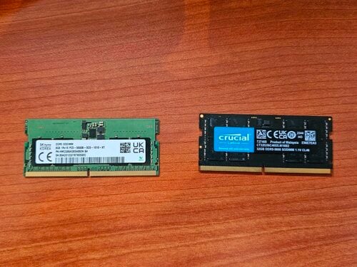 Περισσότερες πληροφορίες για "Crucial CT32G56C46S5 32 GB DDR5 5600MHz sodimm & SK hynix 8GB DDR5 5600MHZ sodimm"