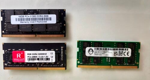 Περισσότερες πληροφορίες για "2X8GB laptop DDR4 3200 & 1X16GB laptop DDR4 2666"