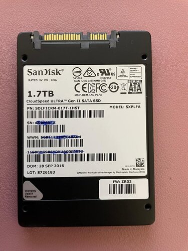 Περισσότερες πληροφορίες για "Sandisk CloudSpeed Ultra Gen II 1.7TB (~2TB) SATA 6Gb/s 2.5""