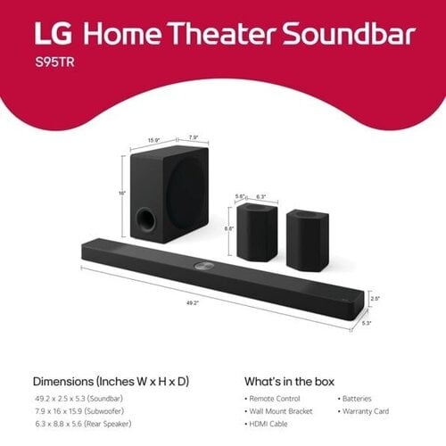 Περισσότερες πληροφορίες για "LG Dolby Atmos Soundbar S95TR"