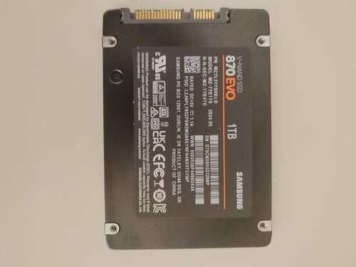 Περισσότερες πληροφορίες για "Samsung 870 Evo SSD 1TB 2.5'' SATA III"