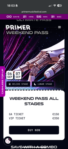 Περισσότερες πληροφορίες για "Primer festival Weekend Pass | 6-7 September"