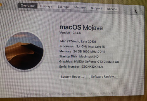 Περισσότερες πληροφορίες για "iMac (27-inch, Late 2013) 1TB SSD Ram 24GB"