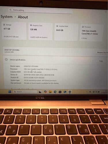 Περισσότερες πληροφορίες για "Dell Latitude 5440 με 64GB RAM, i7-1355U, 512GB SSD, Windows 11 Pro, σαν καινούργιο"