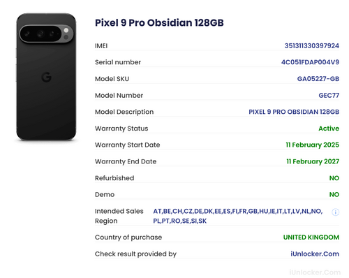Περισσότερες πληροφορίες για "Google Pixel 9 Pro (Μαύρο/128 GB)"